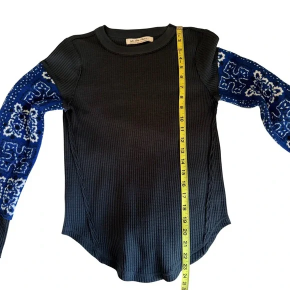 Free People We The Free Nikki Layering Top Bandana Sleeve Thermal Blue XS - Picture 8 of 11